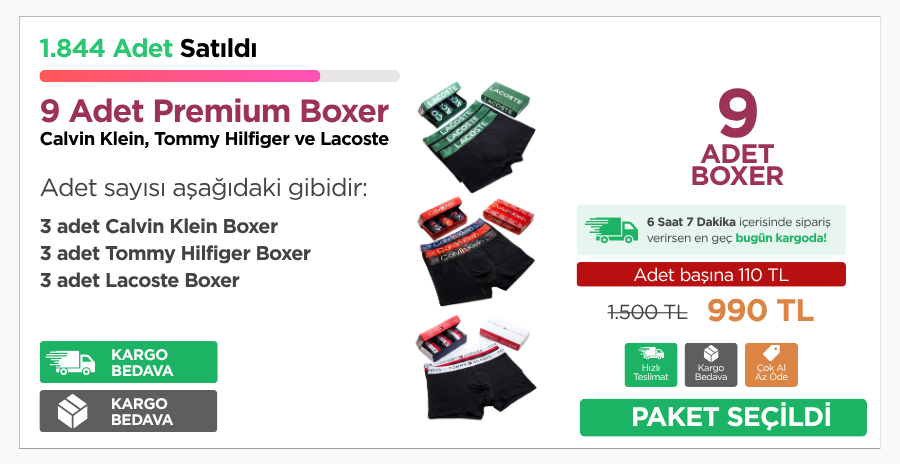 9 Adet Premium Boxer Paketi — Seçili